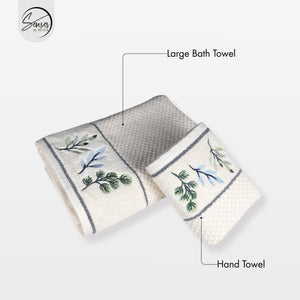 2-Piece Embroidered Cotton Towel Set | 550 GSM Bath & Hand Towel Combo