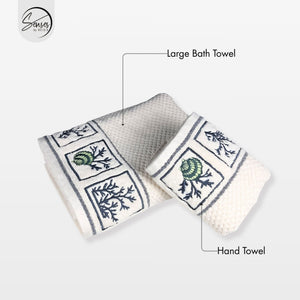 2-Piece Embroidered Cotton Towel Set | 550 GSM Bath & Hand Towel Combo