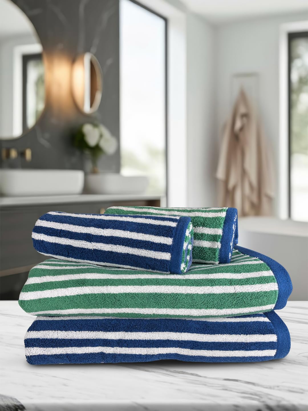 HV Stripe 4 pcs 2 bath and 2 hand Towel Set