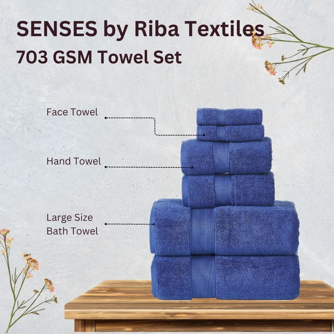 703 GSM 6 Piece Towels Set - Navy