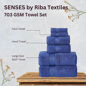 703 GSM 6 Piece Towels Set - Navy