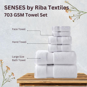 703 GSM 6 Piece Towels Set - White