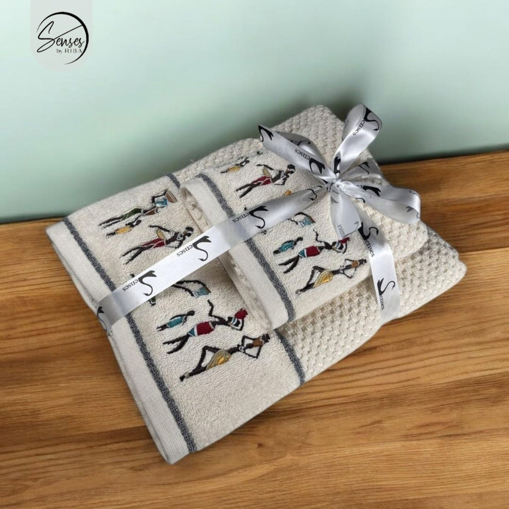 2-Piece Embroidered Cotton Towel Set | 550 GSM Bath & Hand Towel Combo