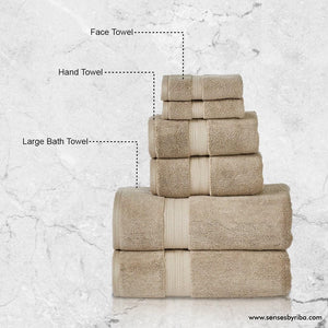 804 GSM 6 Piece Towels Set (Taupe)