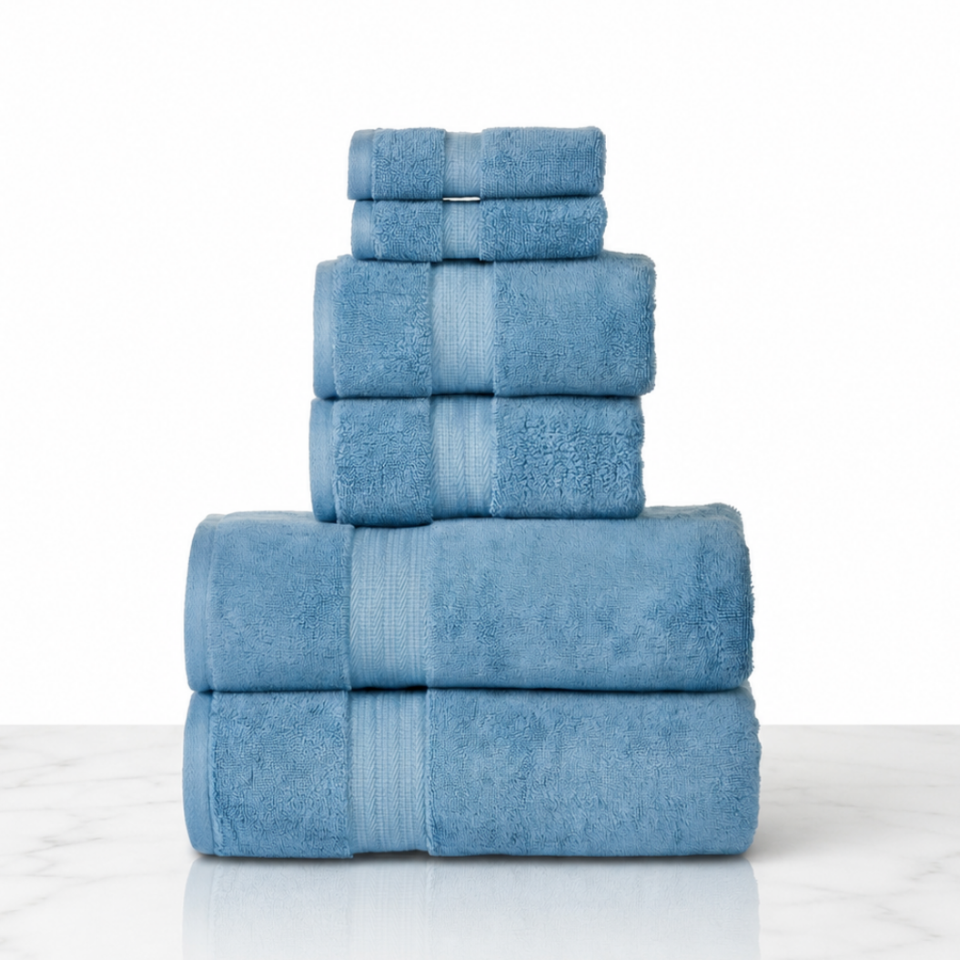 804 GSM 6 Piece Towels Set (Blue) – Senses by Riba