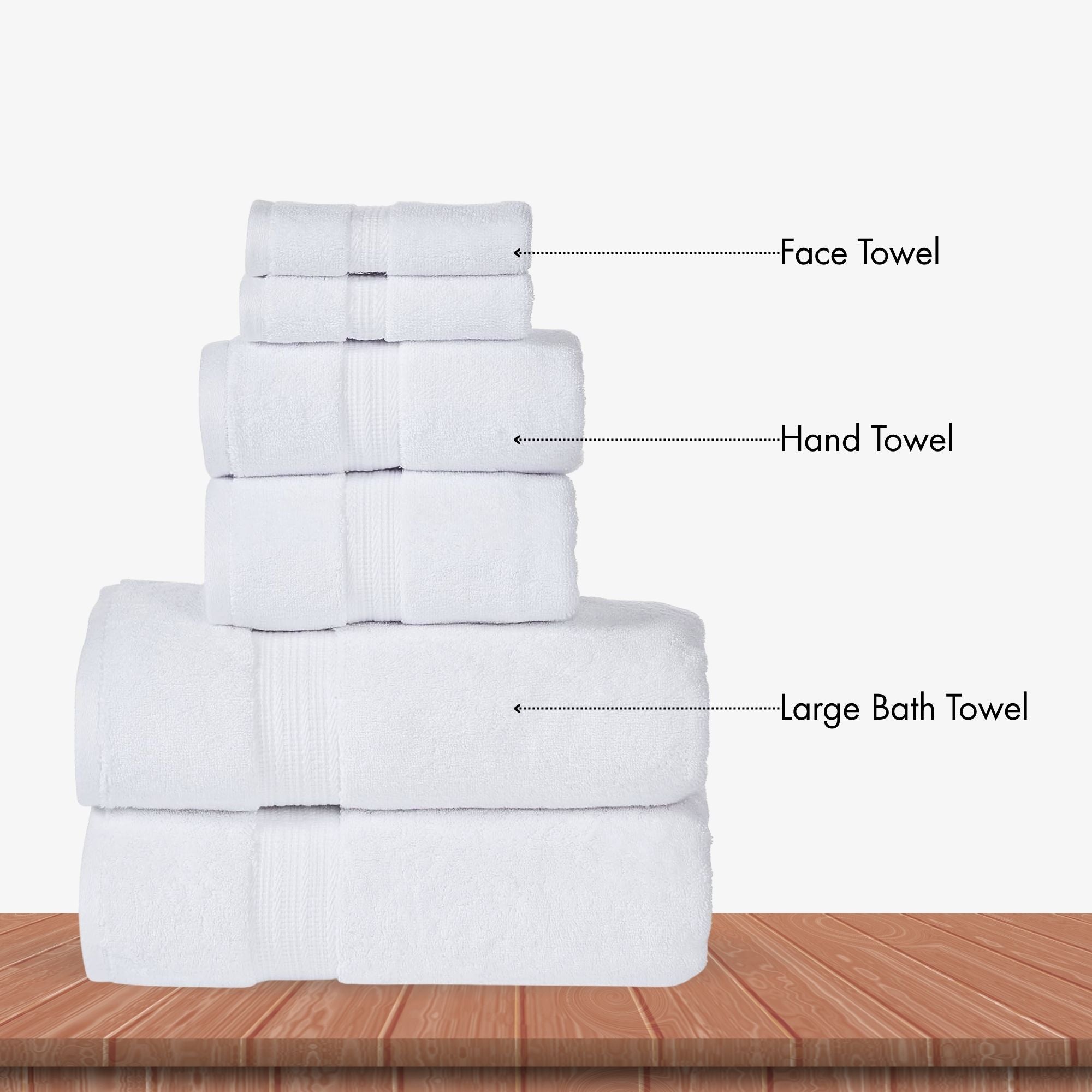 804 GSM 6 Piece Towels Set (White)