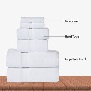 804 GSM 6 Piece Towels Set (White)