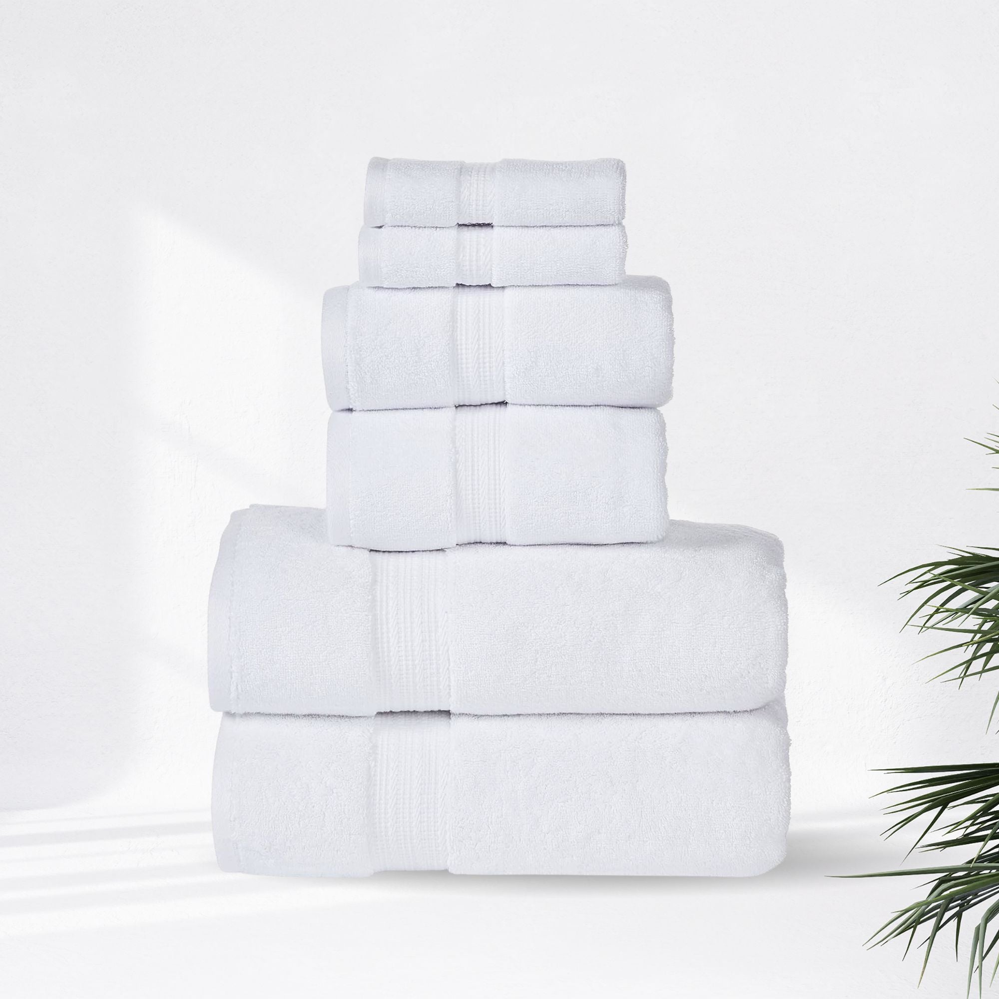 804 GSM 6 Piece Towels Set (White) – Senses by Riba