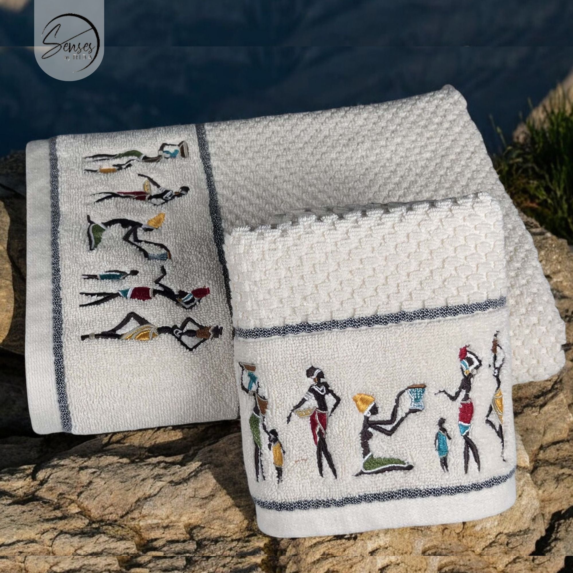 2-Piece Embroidered Cotton Towel Set | 550 GSM Bath & Hand Towel Combo