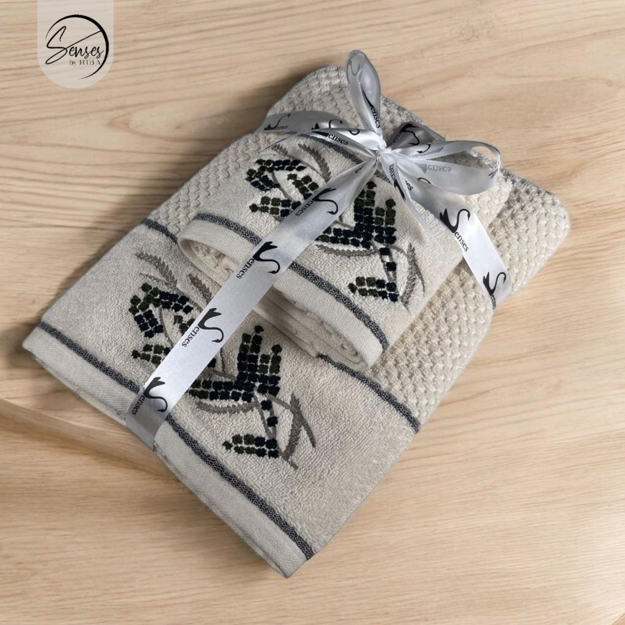 2-Piece Embroidered Cotton Towel Set | 550 GSM Bath & Hand Towel Combo