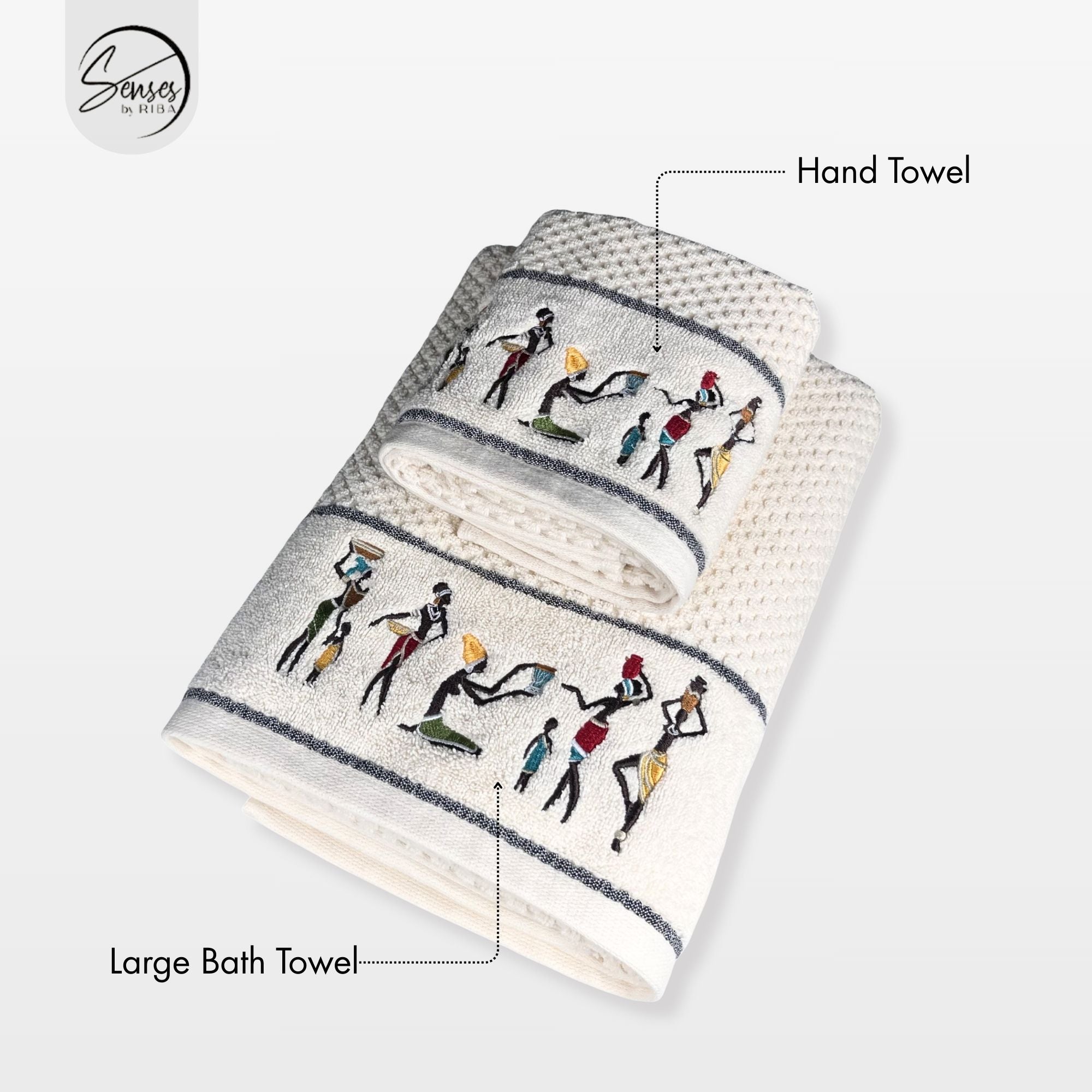 2-Piece Embroidered Cotton Towel Set | 550 GSM Bath & Hand Towel Combo