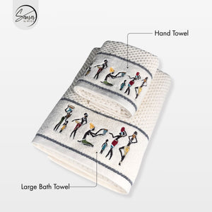 2-Piece Embroidered Cotton Towel Set | 550 GSM Bath & Hand Towel Combo