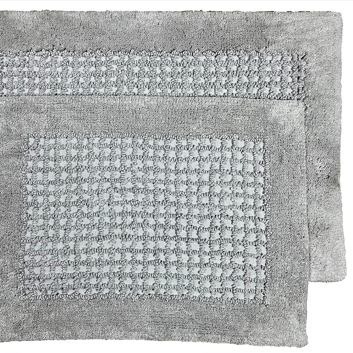 senses cotton popcorn bathroom rug set of 2 - silver grey