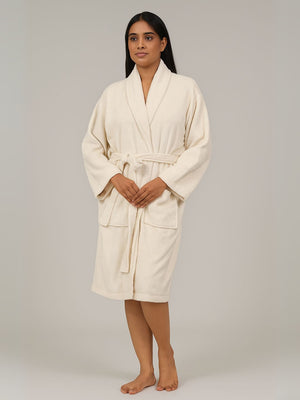Plush Soft Unisex Terry Cotton Bathrobe (Cream)