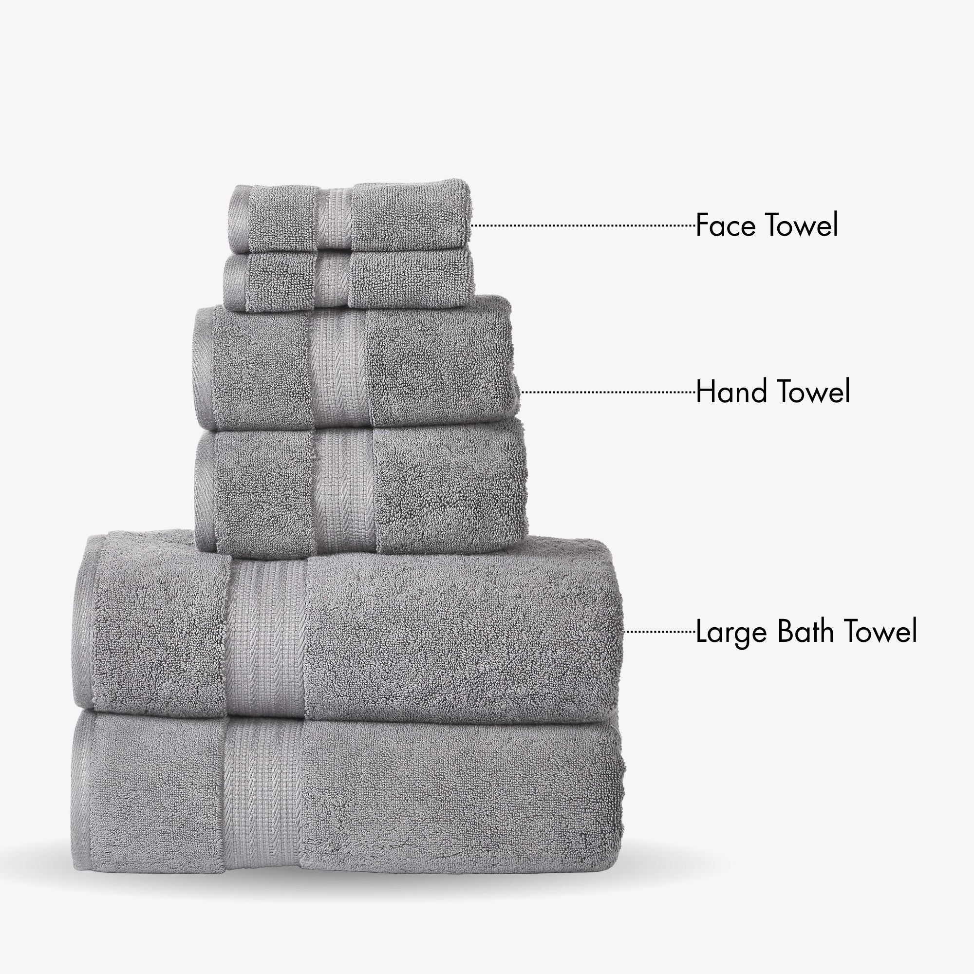 804 GSM 6 Piece Towels Set (Charcoal)