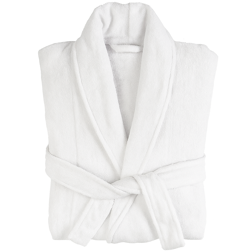 Plush Soft Unisex Terry Cotton Bathrobe (White)