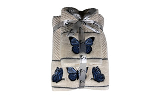 4 Piece Embroidery Towel Set - Butterfly Motif (Style 11)