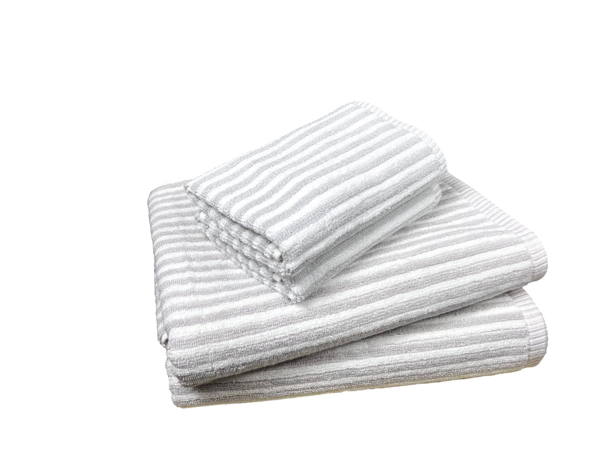 Ribbed Terry Stripe 4 Piece Towel Set (Silver)