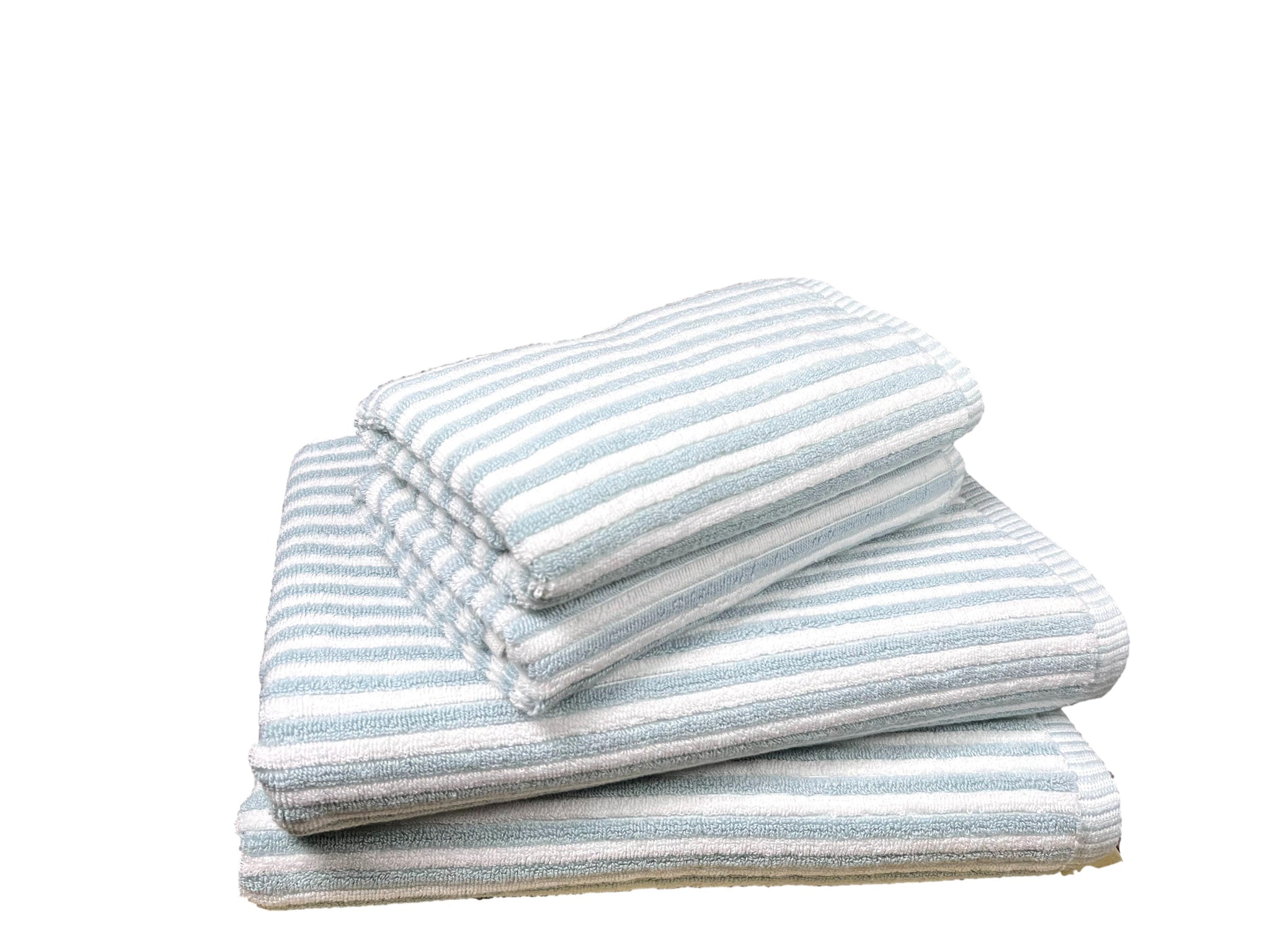Ribbed Terry Stripe 4 Piece Towel Set (Aqua)