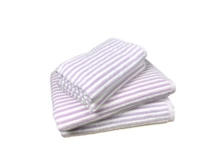 Ribbed Terry Stripe 4 Piece Towel Set (Lilac)