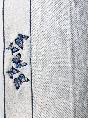 4 Piece Embroidery Towel Set - Butterfly Motif (Style 12)