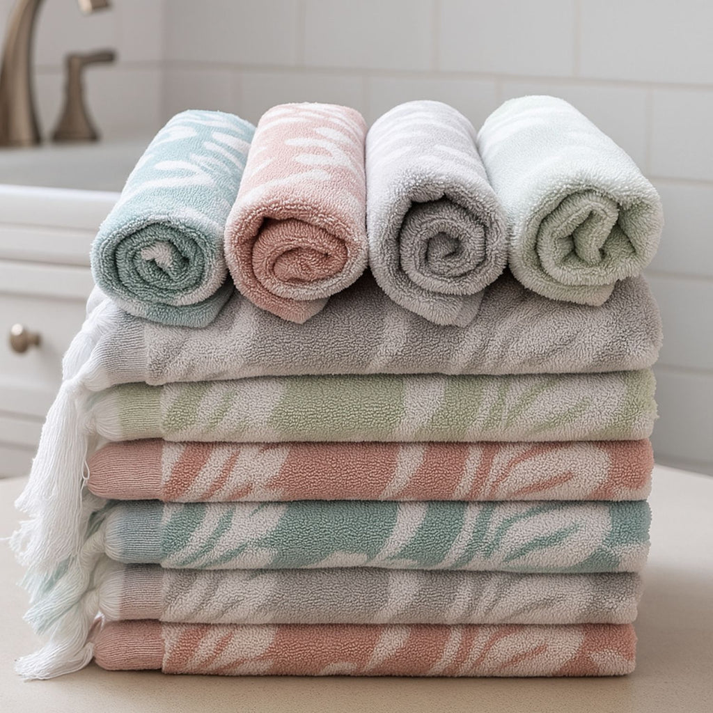 SENSES by Riba Floral 100% Cotton Yarn Dyed Jacquard Guest & Hand Towel Set | 550 GSM Zero Twist Terry Towels | Soft, Super Absorbent, Quick Dry | Pack of 8 Multicolor Towels