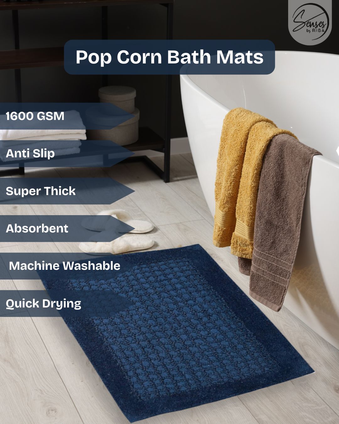 2 Piece Bathroom Rug Set - Musturd