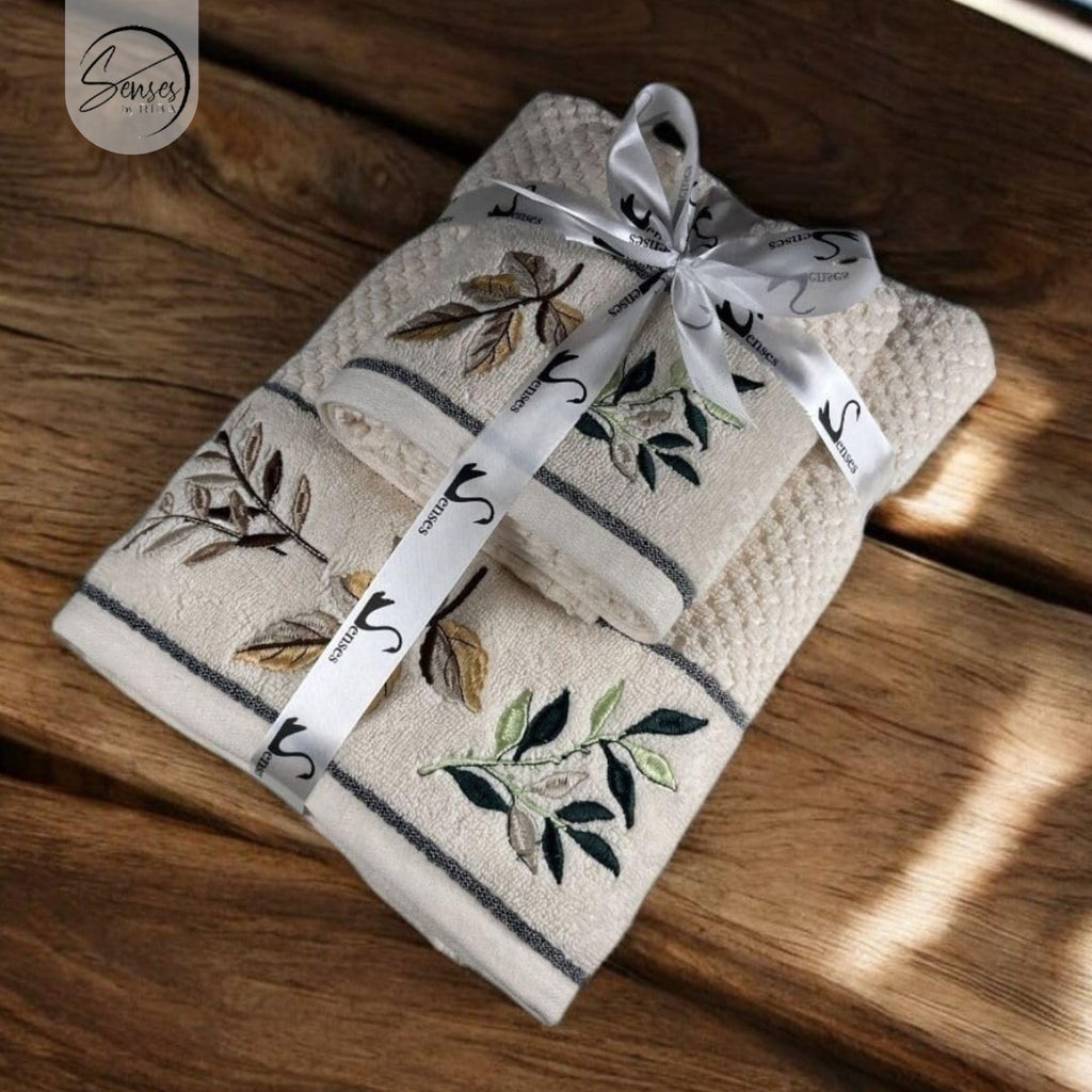 2-Piece Embroidered Cotton Towel Set | 550 GSM Bath & Hand Towel Combo