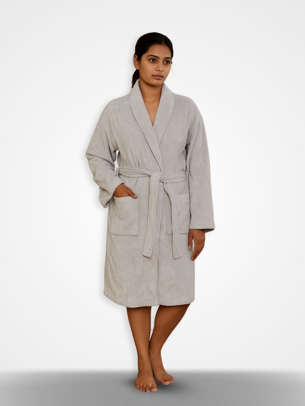 Plush Soft Unisex Terry Cotton Bathrobe (Silver)