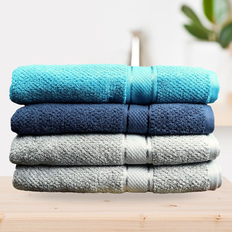 Turquoise, Navy, Silver Grey- 2pcs TOWELS FOR BATH 