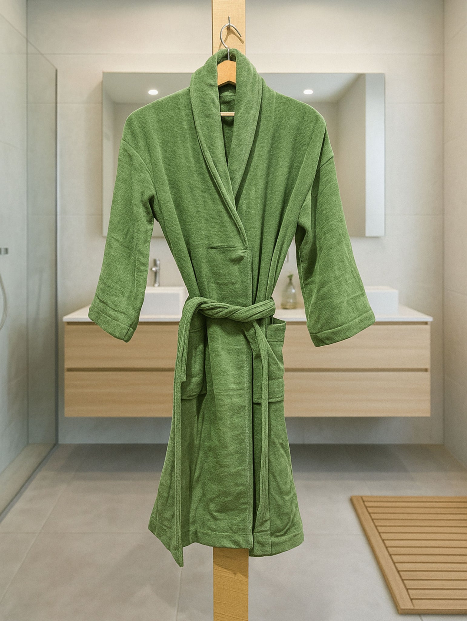 Plush Soft Unisex Terry Cotton Bathrobe (Green)
