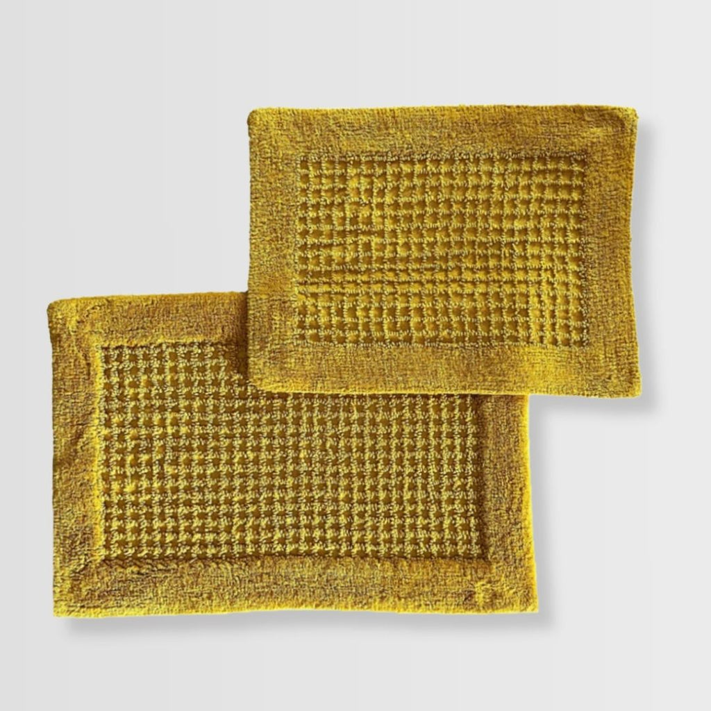 senses cotton popcorn bathroom rug set of 2 -Mustard 