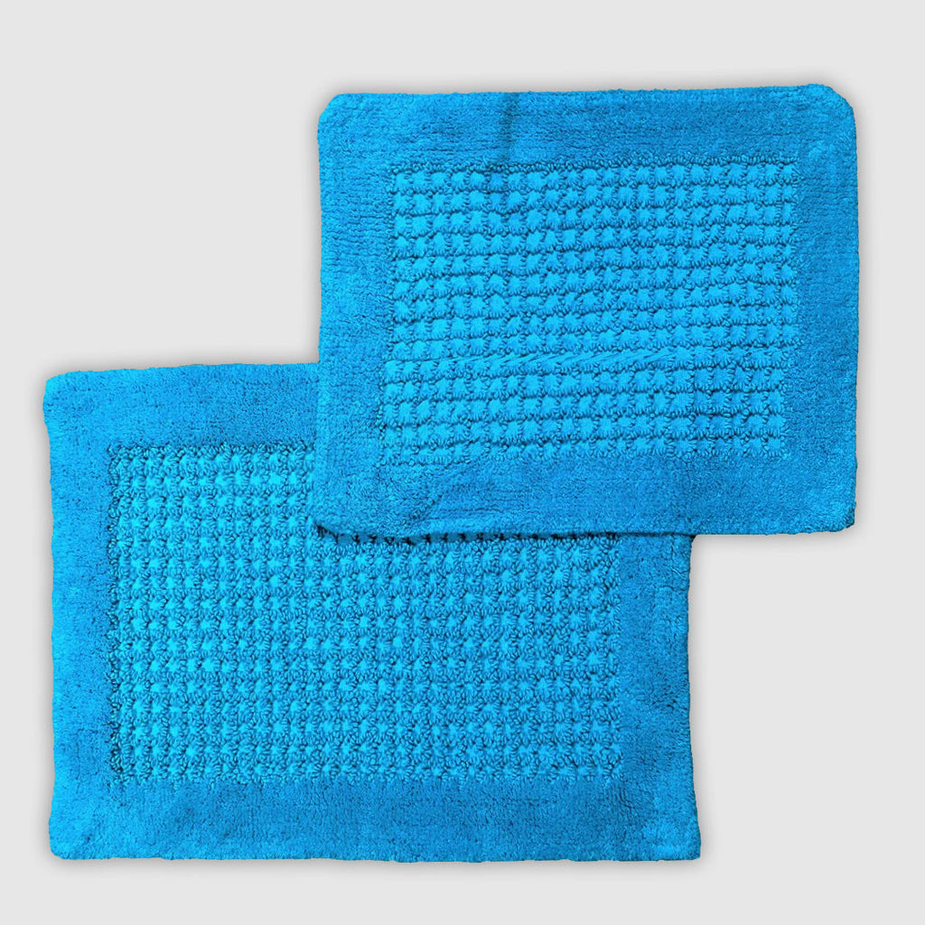 senses cotton popcorn bathroom rug set of 2 - turquoise