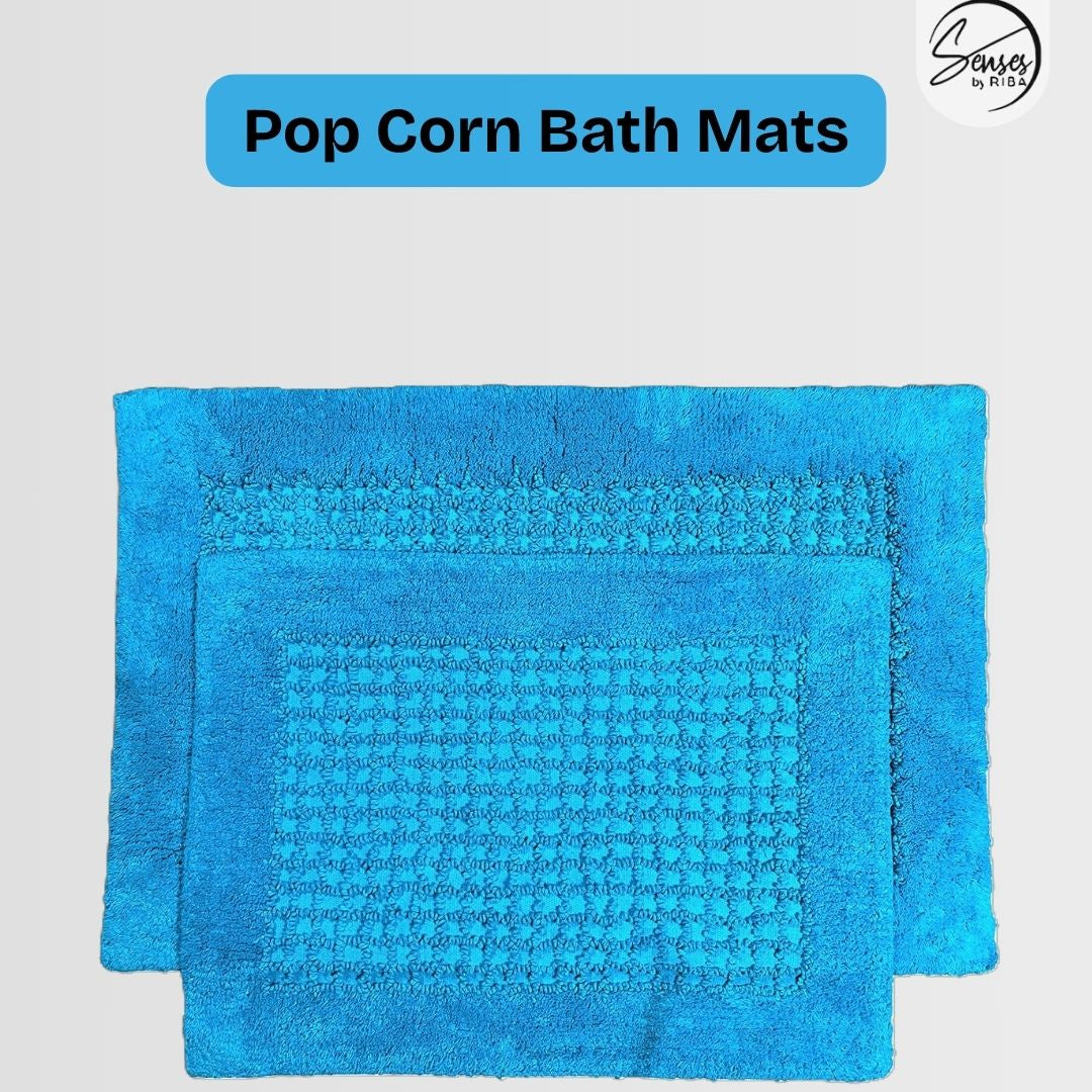 senses cotton popcorn bathroom rug set of 2 - turquoise