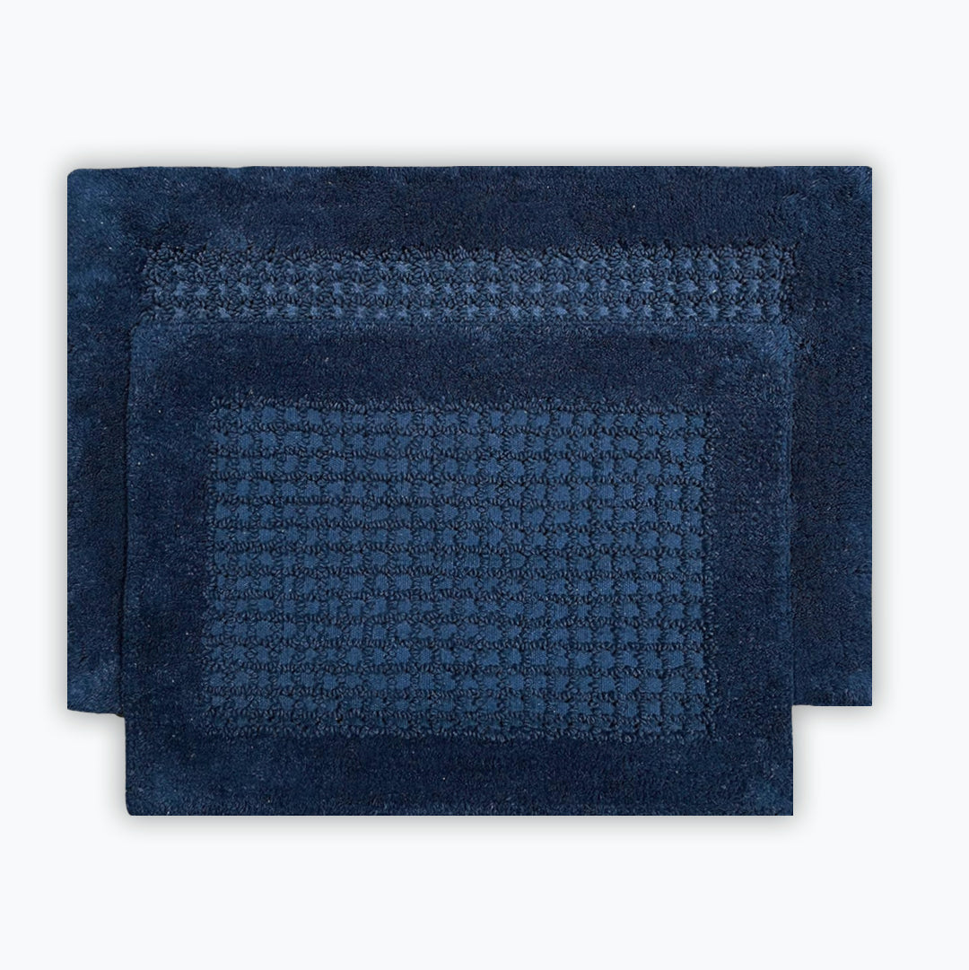 senses cotton popcorn bathroom rug set of 2 - navy
