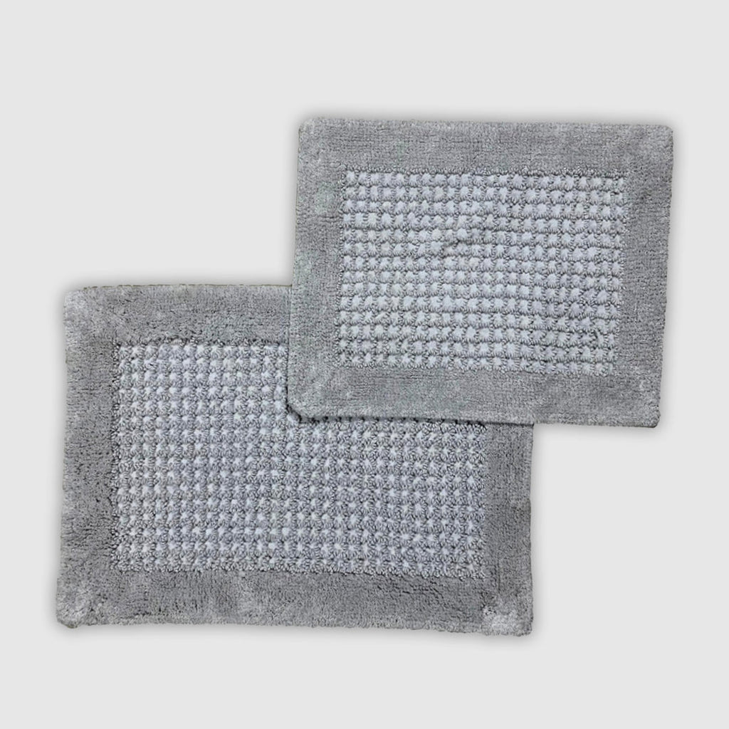 senses cotton popcorn bathroom rug set of 2 - silver grey