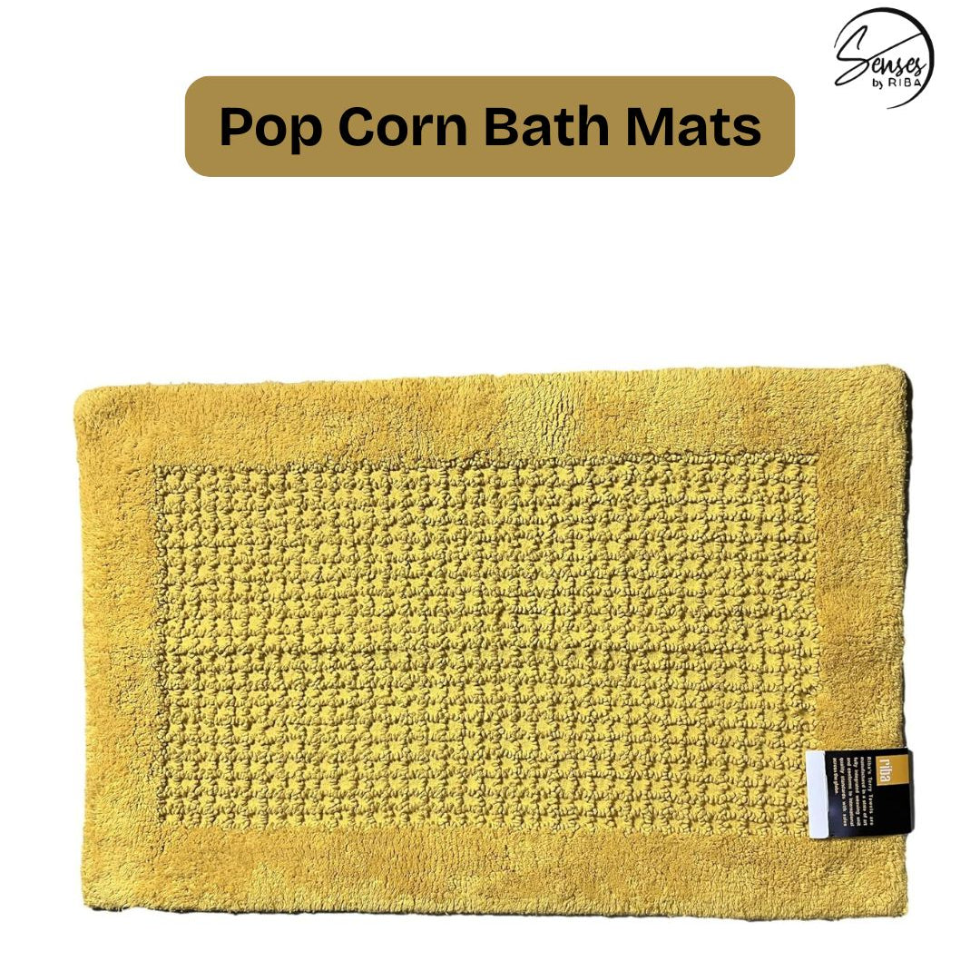 senses cotton popcorn bathroom rug set of 2 -Mustard 