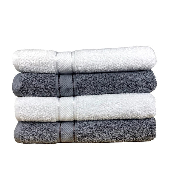 550 GSM 4 Piece Bath Towel Set(Silver Grey, White)