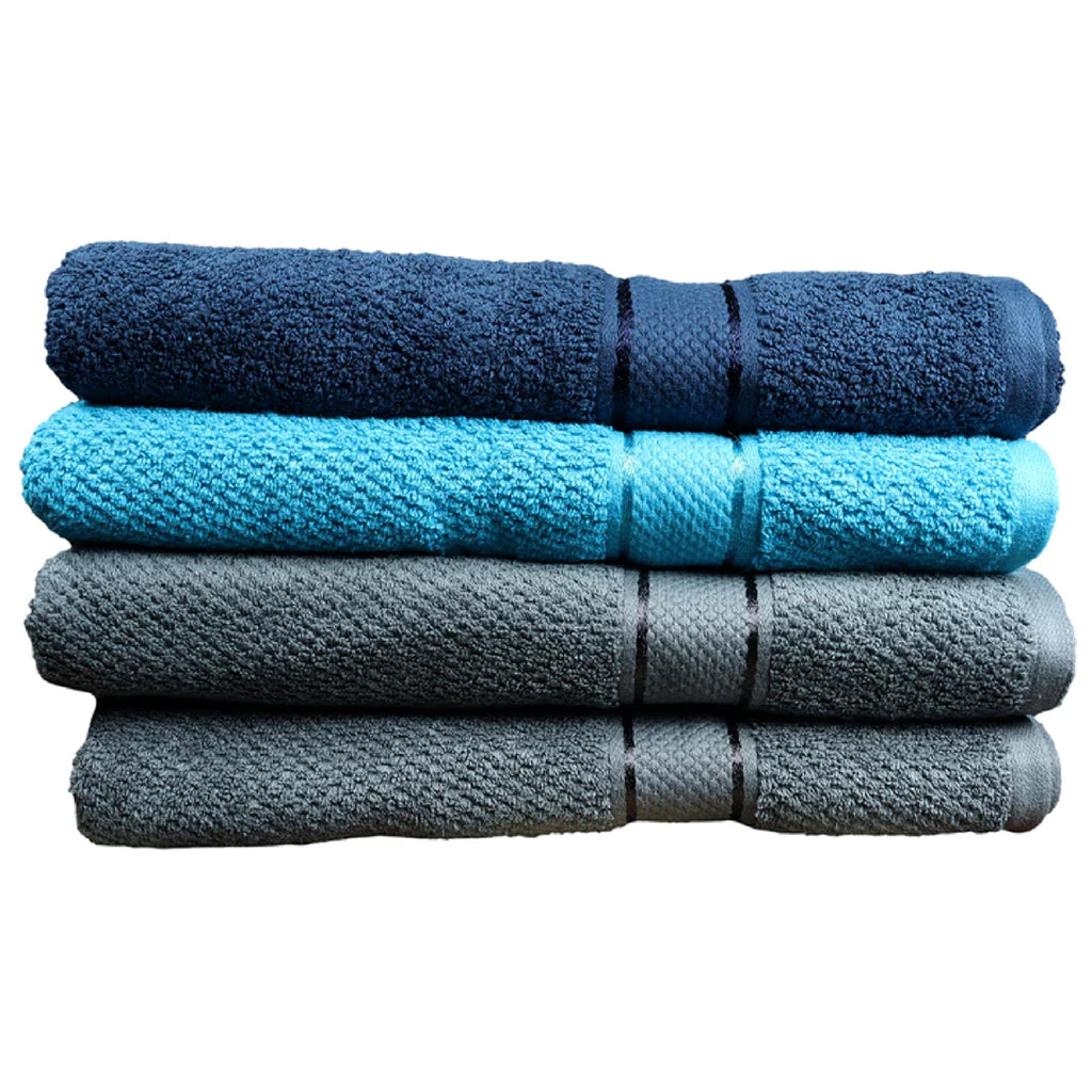 550 GSM 4 Piece Bath Towel Set (2 pcs Charcoal,Navy,Turquoise)