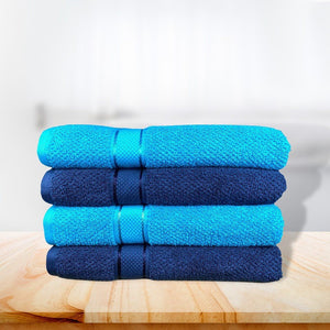 550 GSM 4 Piece Bath Towel Set(Navy, Turquoise)