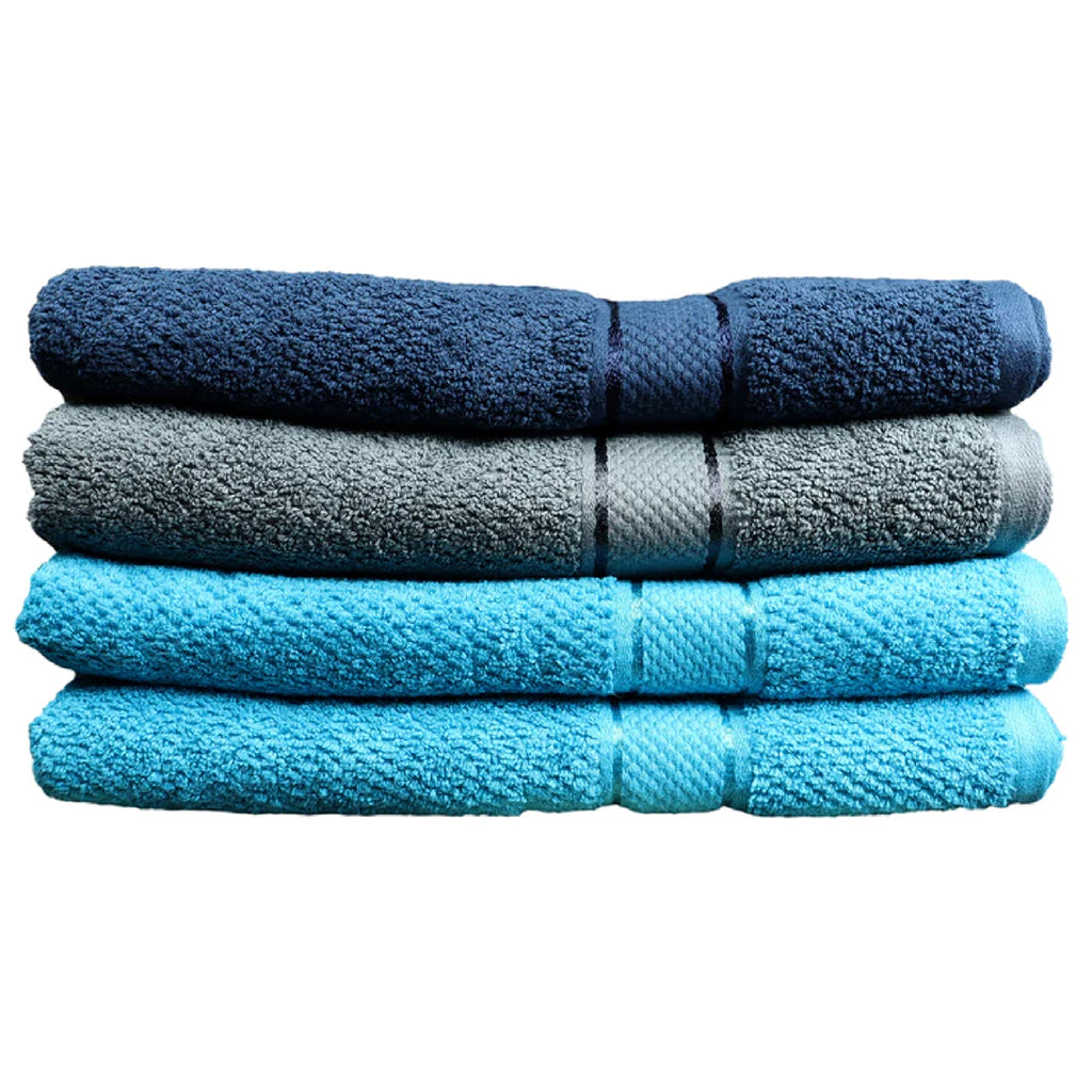 550 GSM 4 Piece Bath Towel Set (2 pcs Turquoise,Navy,Charcoal)