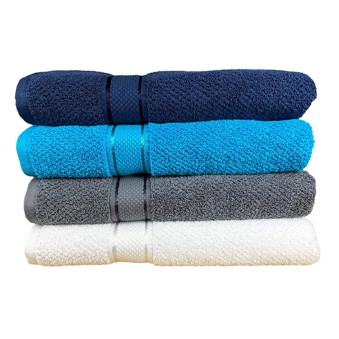 550 GSM 4 Piece Bath Towel Set Navy Turquoise Silver Grey White Senses by Riba