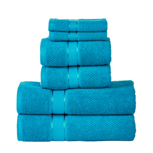 Senses Textured Rice Weave 6 Piece Towel Set-Turquoise