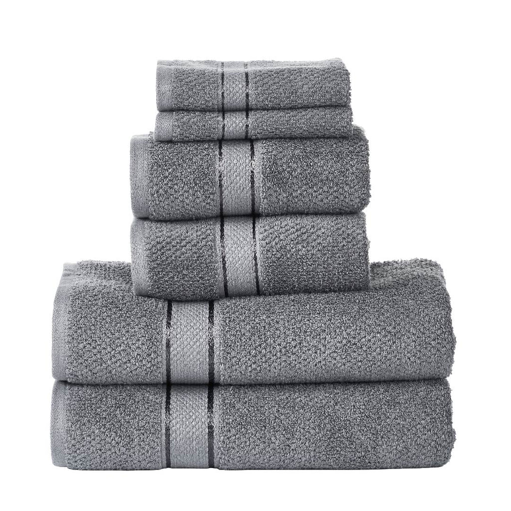 Senses Textured Rice Weave 6 Piece Towel Set -Charcoal