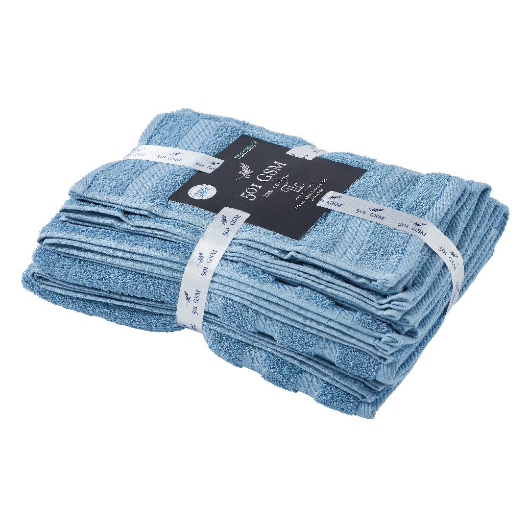 501 GSM 8 Piece Towels Set - Blue